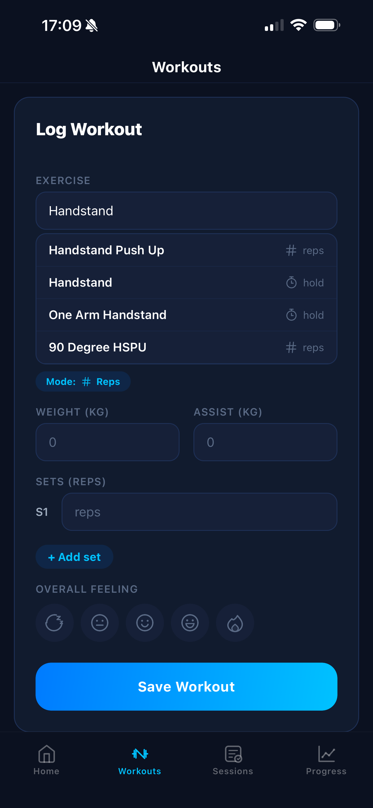 Journal d'exercices — Saisie manuelle