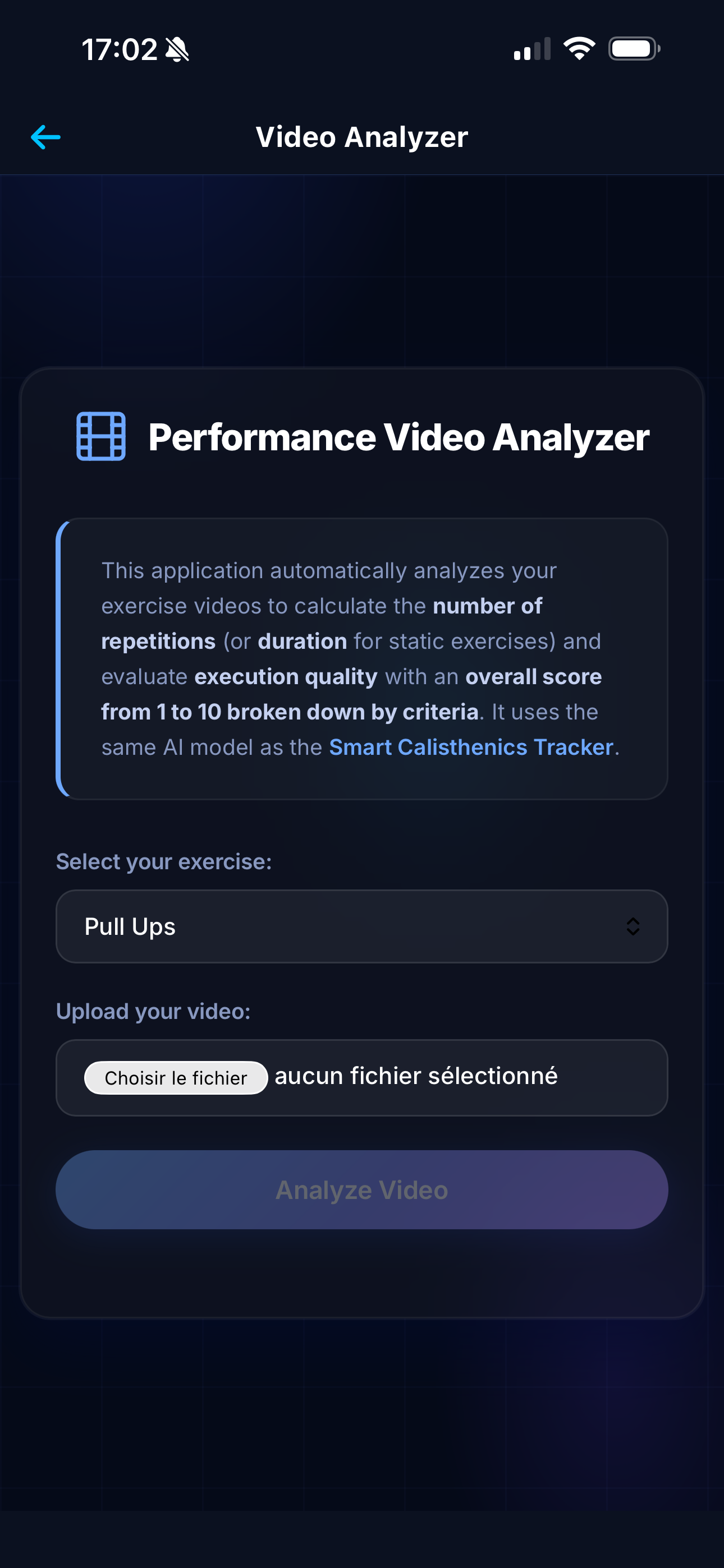 Video Analyzer — Écran principal